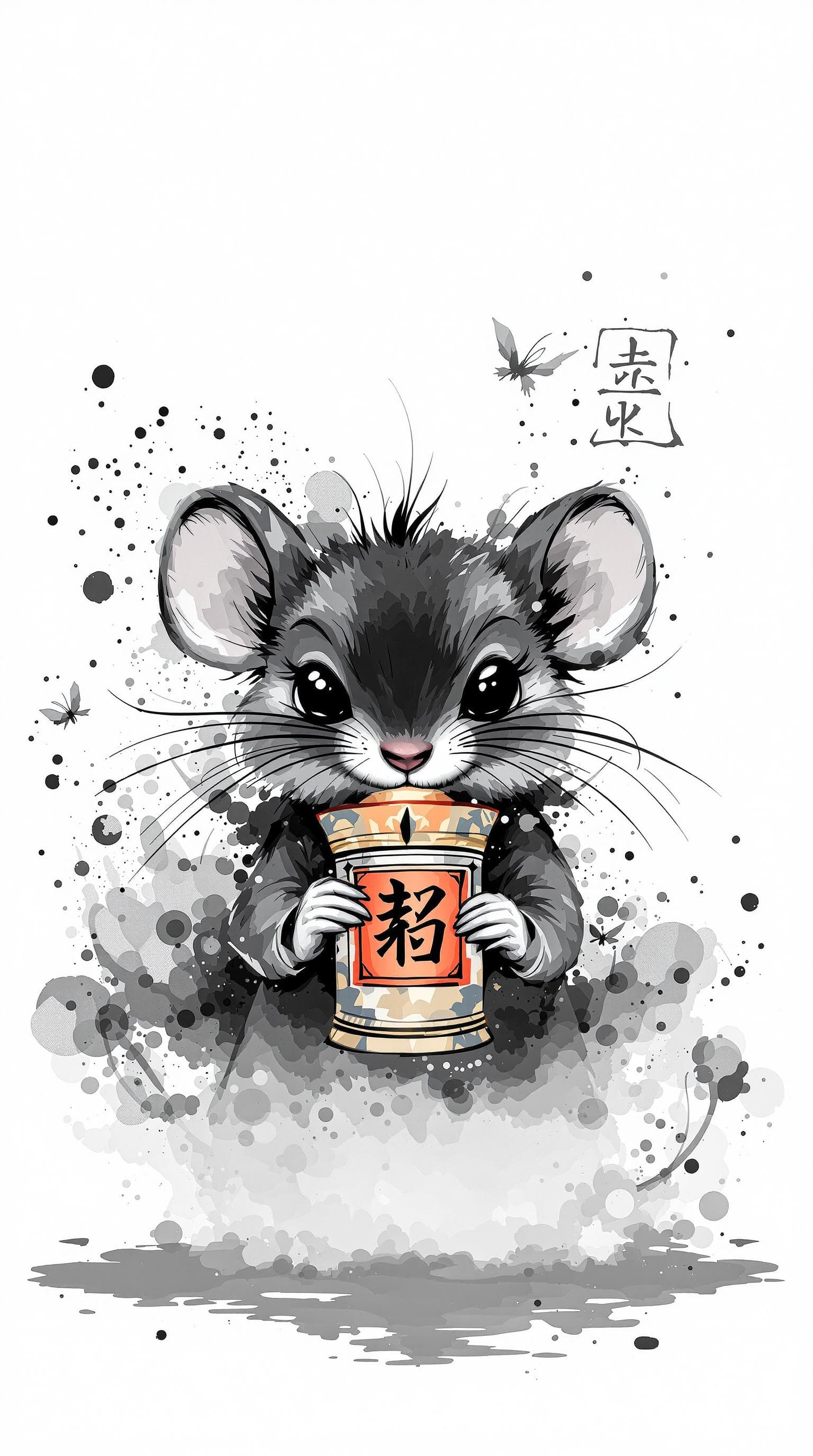 AI generated: exquisite，best quality, original, wallpaper,  complicated_background,ink style background， a cute Mo...