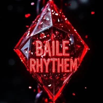 AI generated video: The diamond slowly moving from left to right.
Red particles flying in background 