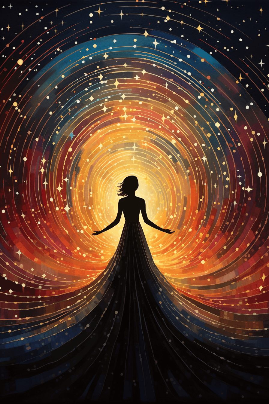 AI generated: The majesty of the night sky, Romantic movement, inspired by Keith Mallett, celestial color scheme, ...