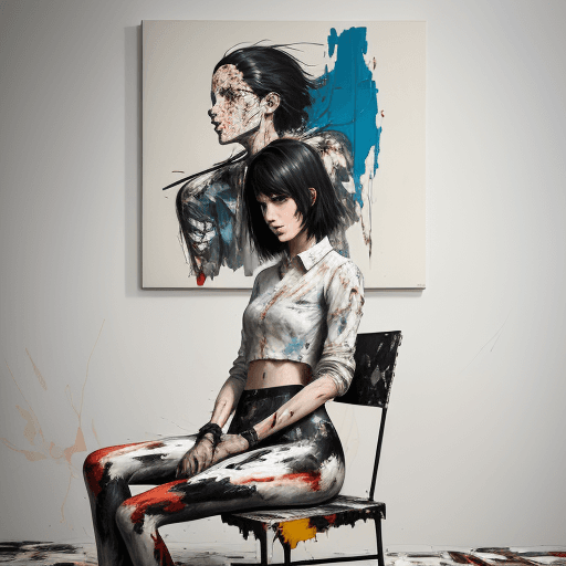 AI generated: a ultradetailed beautiful panting of a wear a two-piece shirt woman sitting on a chair, by conrad ro...