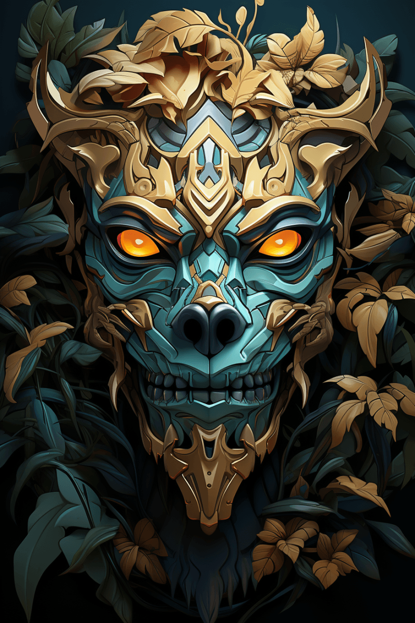 AI generated: totem animal totem aztek greeble tribal style fanart ornate fantasy heartstone ankama gta5 cover sty...