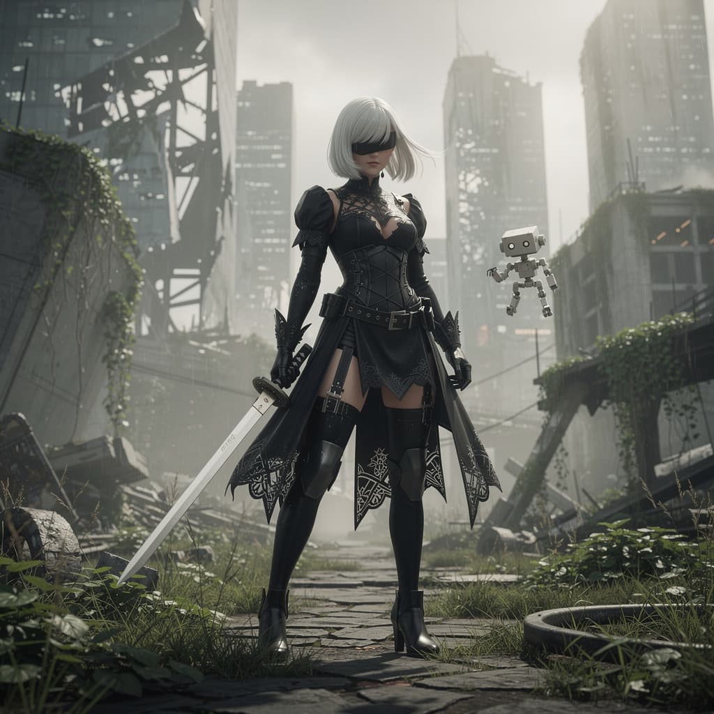 AI generated: 2A nier autamata tetas
