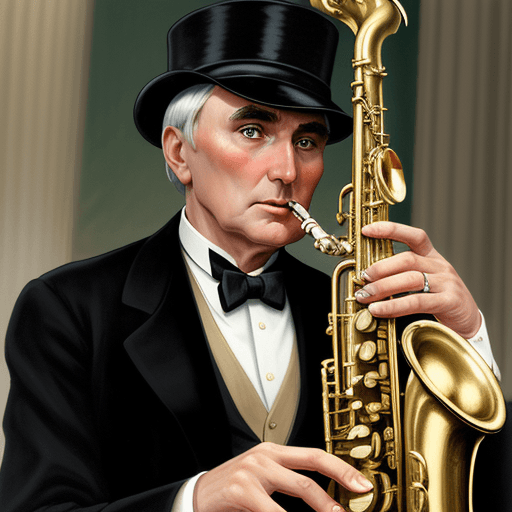 AI generated: President Warren G Harding, playing saxophone