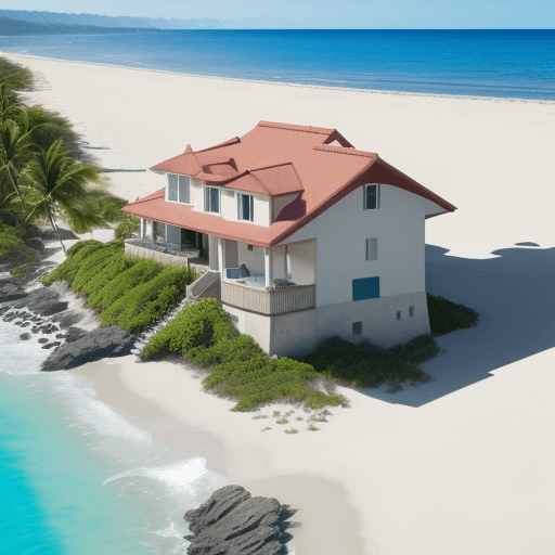 AI generated: House next to Beach