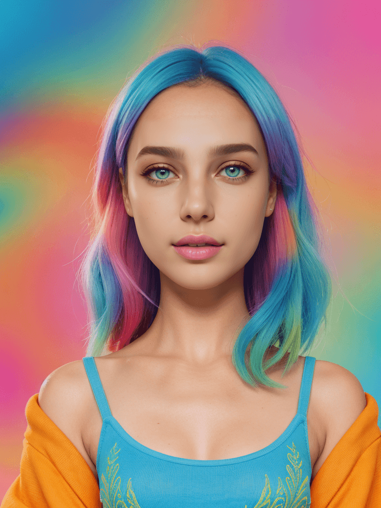 AI generated: GTA-style artwork on mars high-resolution Gal Gadot, blue hair, round pink pupils, ultra skin, ultra...