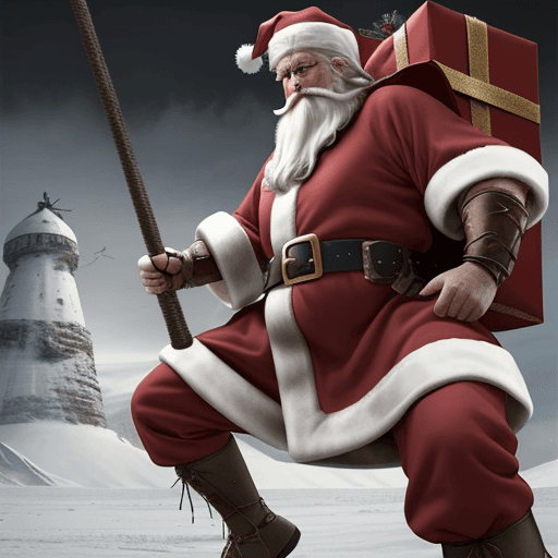 AI generated: Visualize Santa Claus in a more epic and combat-ready style, while retaining his iconic identity. Th...