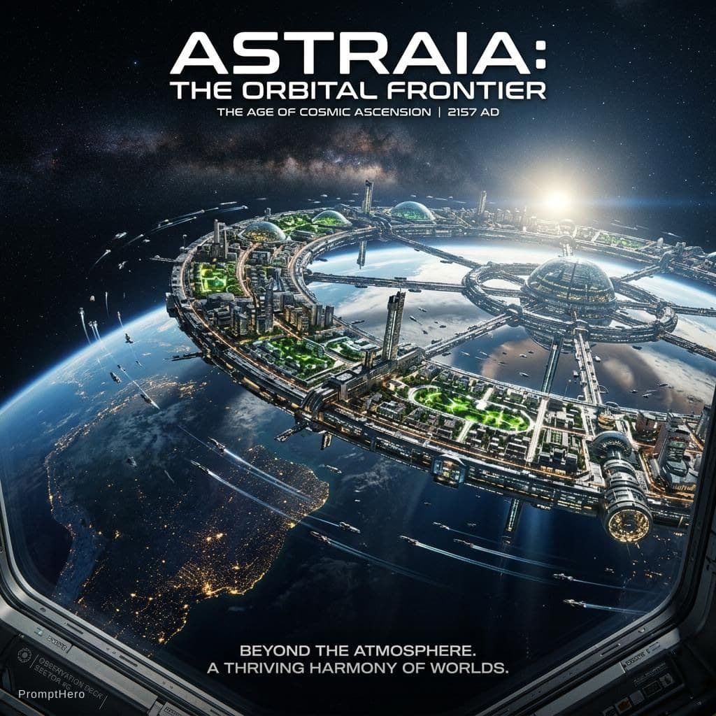 AI generated: create an ultra realistic poster of a futuristic civilasation from space view
