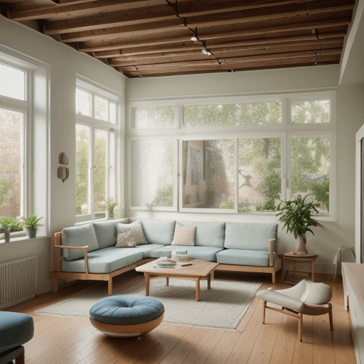 AI generated: High resolution photography interior design, dreamy sunken living room conversation pit, wooden floo...