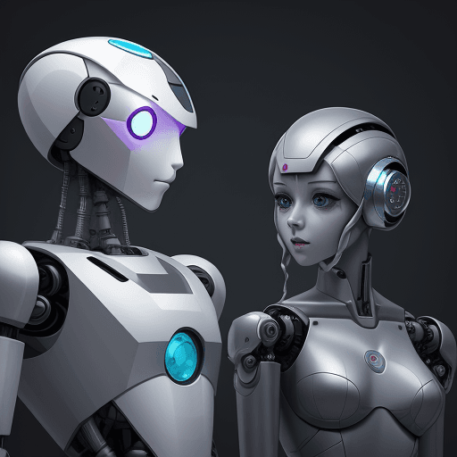 AI generated: robot girl and man