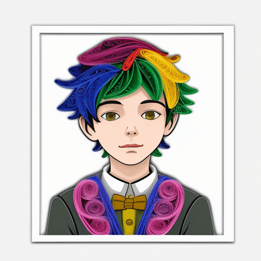 AI generated: paper quilling boy end mom colorful