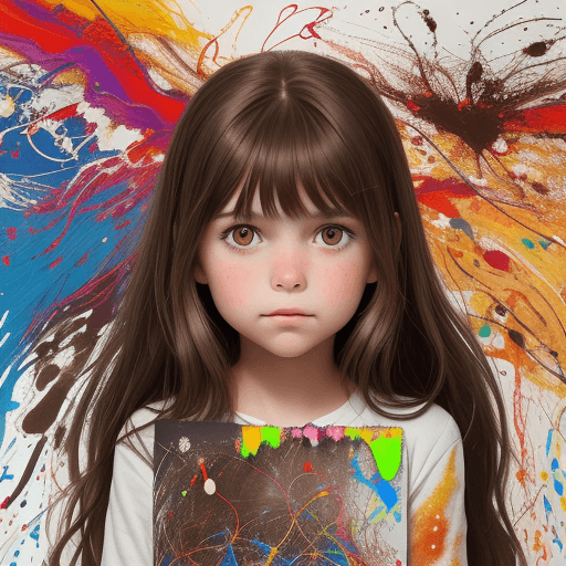AI generated: 9 year old girl with long brown hair no bangs, her hair is one length, no bangs, brown eyes, who is ...