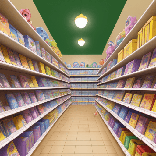 AI generated: 2d image for a fairy tale for children

in the corner of the store there are tall shelves with thous...