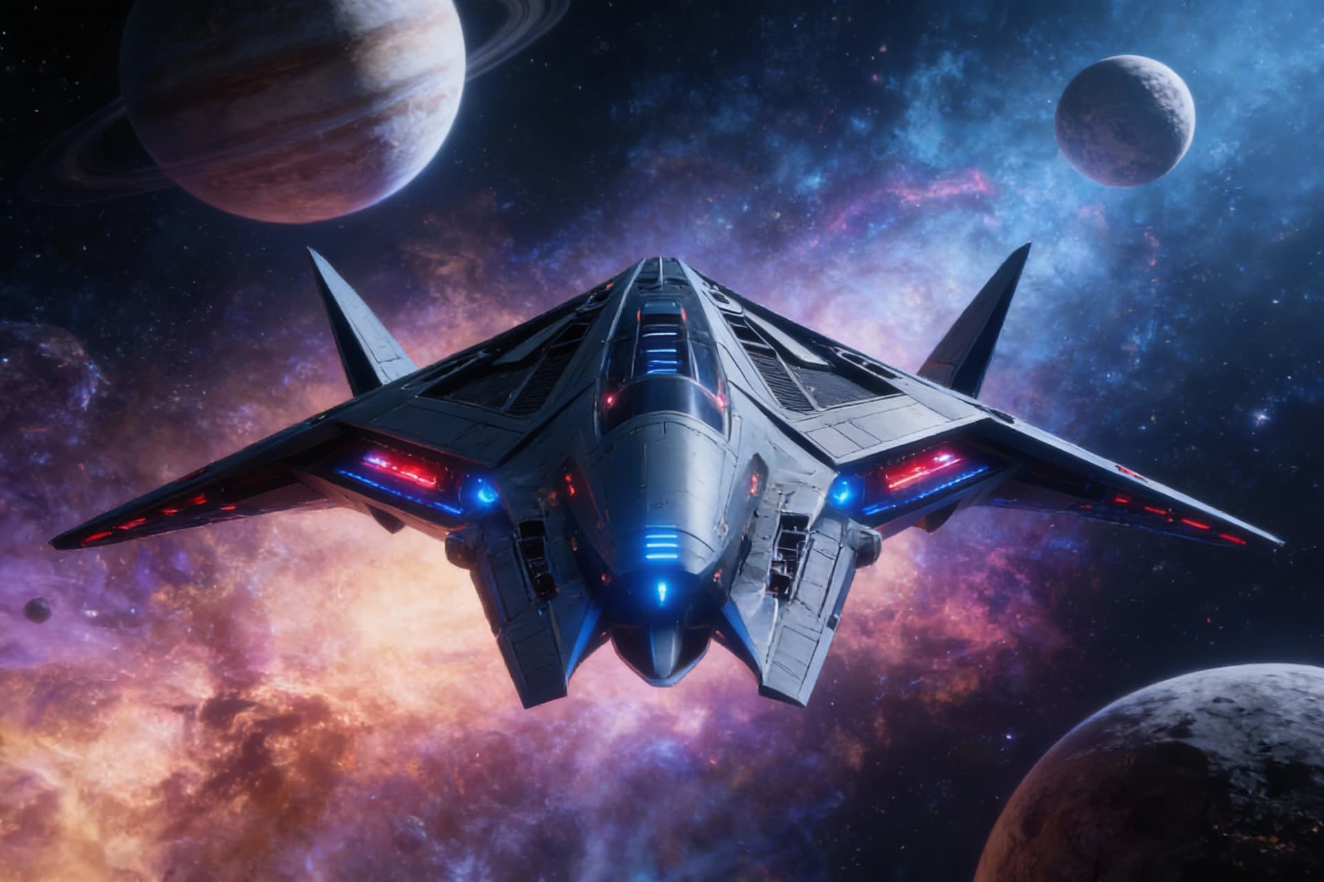 AI generated: Use Reference Images to imagine, in detail, an alien spaceship. Combine and alter specs to create a ...