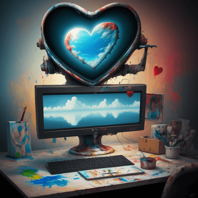 AI generated: Painting, Surreal art, computer heart