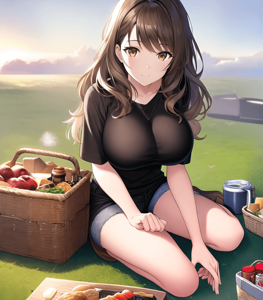 AI generated: (perfect anime illustration), 1girl, wavy brown hair, medium hair, (light brown hair, brown eyes, hu...