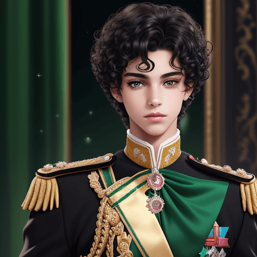 AI generated: create a prince with this exact description "an 18 year old prince with green eyes, like sparkling e...