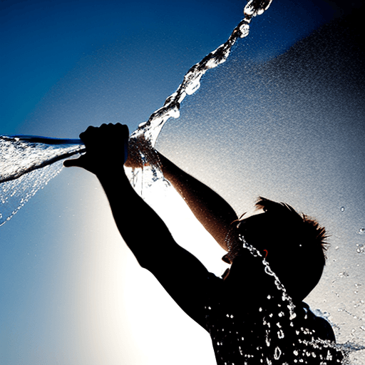AI generated: water being thrown.  silhouette.