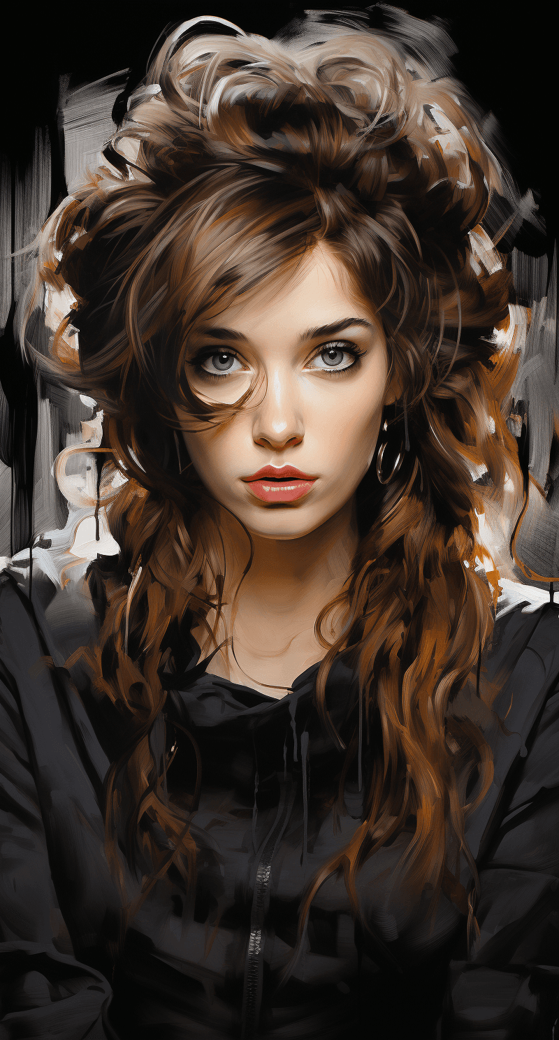 AI generated: a drawing of a woman with black pencils nihilo, in the style of magali villeneuve, inessa garmash, c...