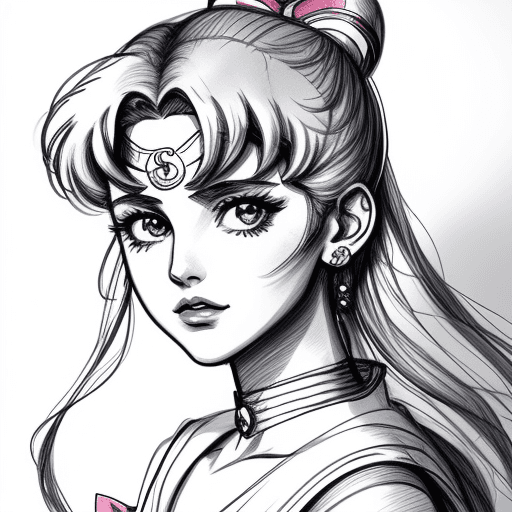 AI generated: sailor moon sketch portrait