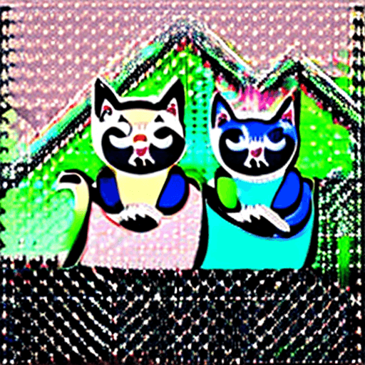 AI generated: Cute Vector | Vector cat character for t-shirt design, pink, blue, yellow, green colored, clean and ...