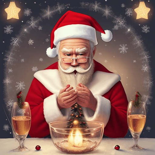AI generated:  design, dreamy christmas, warmth, new year, success, hallucination, drugs, Santa, Evil
