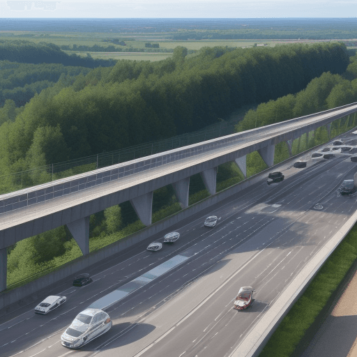 AI generated: "Créer une illustration d'une autoroute avec des moineaux volant au-dessus de l'autoroute.