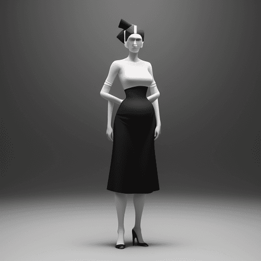 AI generated: a woman standing, in the style of Pablo Picasso, simplified geometric forms, simple use of color, dy...