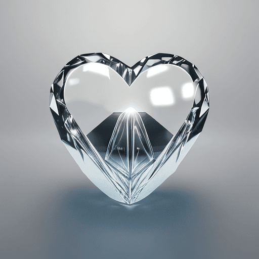 AI generated: Kodak disposable photography of human heart made of crystal, minimalism, modern, 8k, photorealism, -...