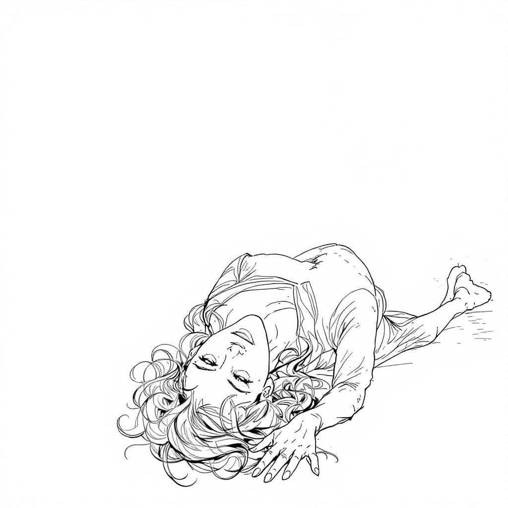 AI generated: A surreal, artistic illustration of a woman lying face down, her hips subtly raised, creating a natu...