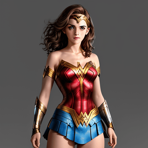 AI generated: emma watson in wonder woman outfit and poss