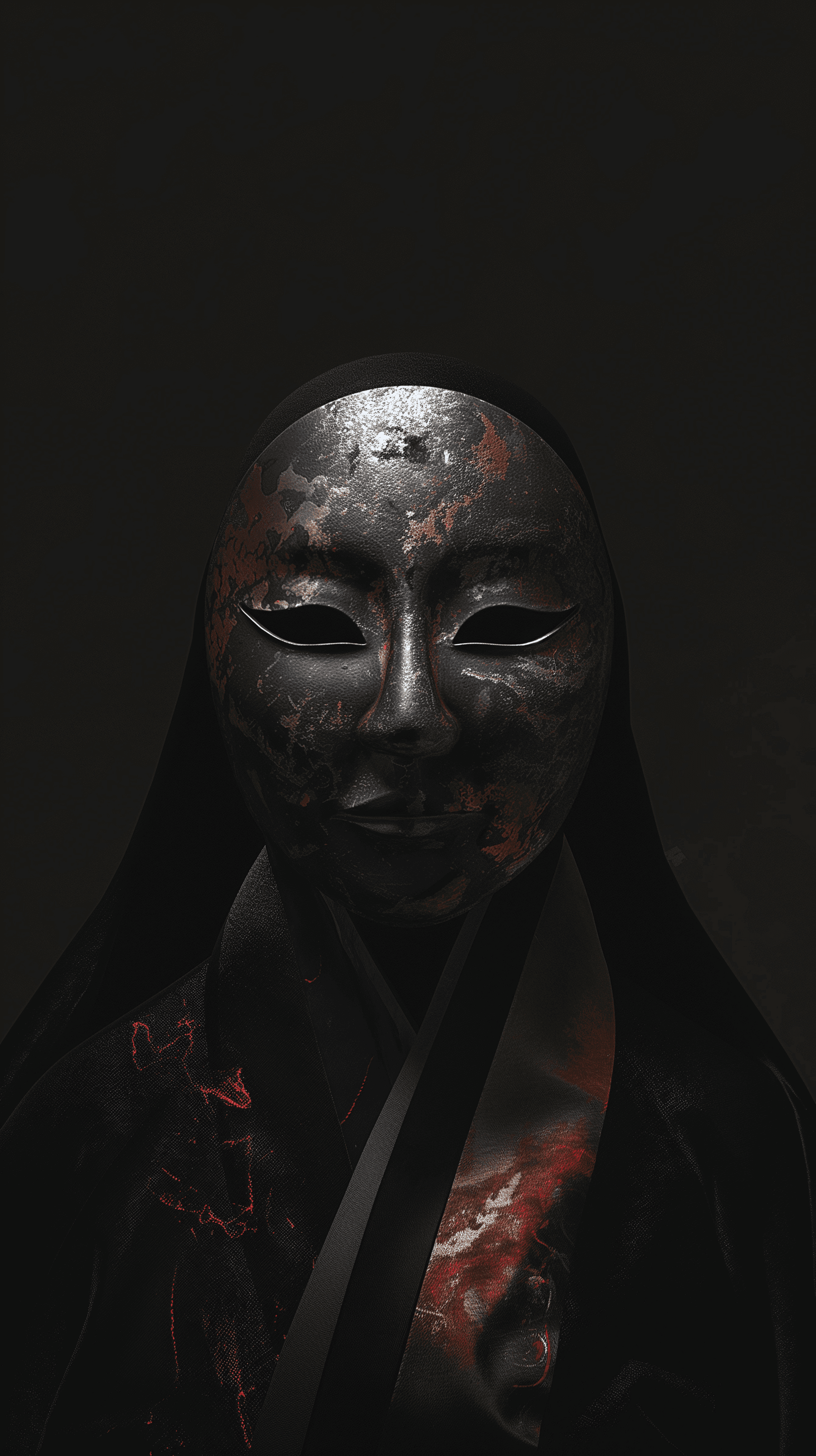 AI generated: photography, concept image, korean traditional ddokaebi mask, gaze, golden ratio, traditional color ...