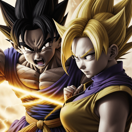 AI generated: dragon ball super wallpaper, in the style of dark yellow and dark beige, photo-realistic drawings, r...