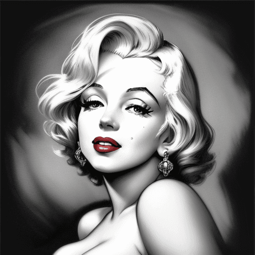 AI generated: beautiful atmospheric cinematic lifelike award winning charcoal illustration of Marilyn Monroe in th...