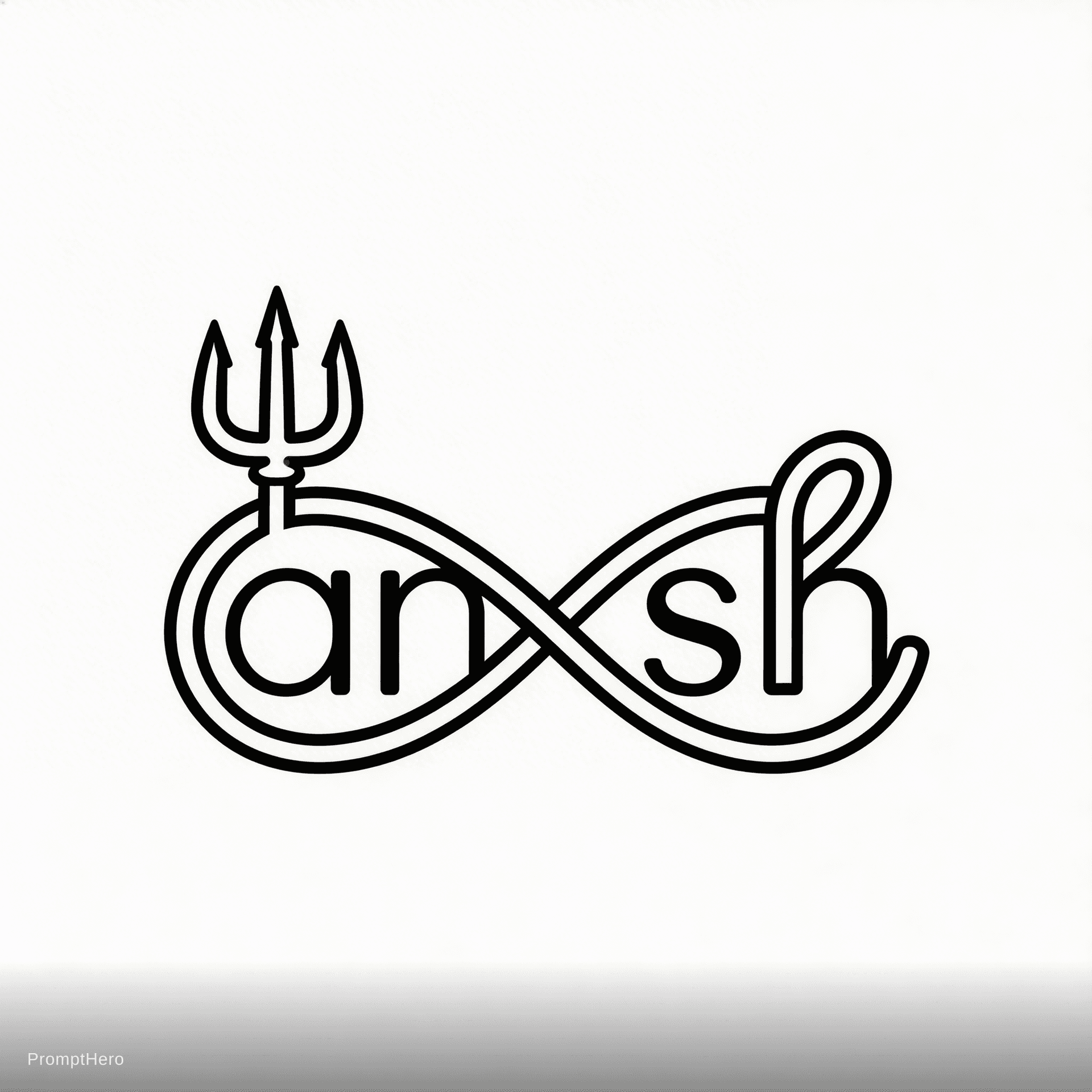 AI generated: Write ansh in a way that it creates a logo with the trishul and infinity symbol 