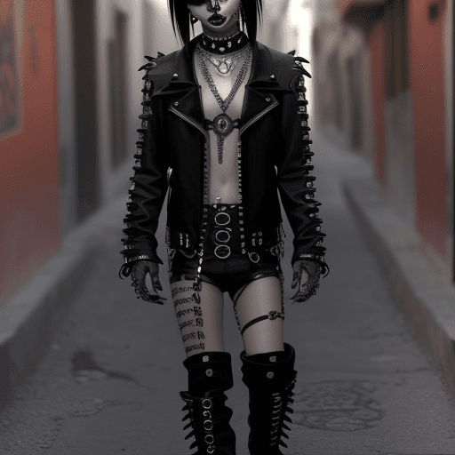 AI generated: y2k new metal estetica emo modelos goticos caminando sobre calaveras