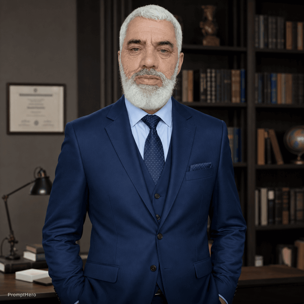 AI generated: Um terno azul estudioso 