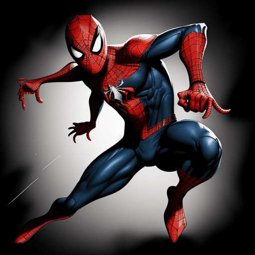 AI generated: a COMIC drawing of SPIDERMAN full body shot, , in the style of Neal Adams  , black background, low a...