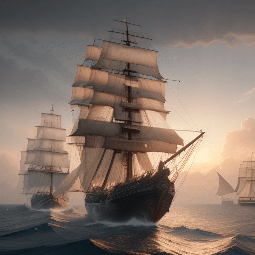 AI generated: Photo of a ultra realistic sailing ship, dramatic light, pale sunrise, cinematic lighting, battered,...