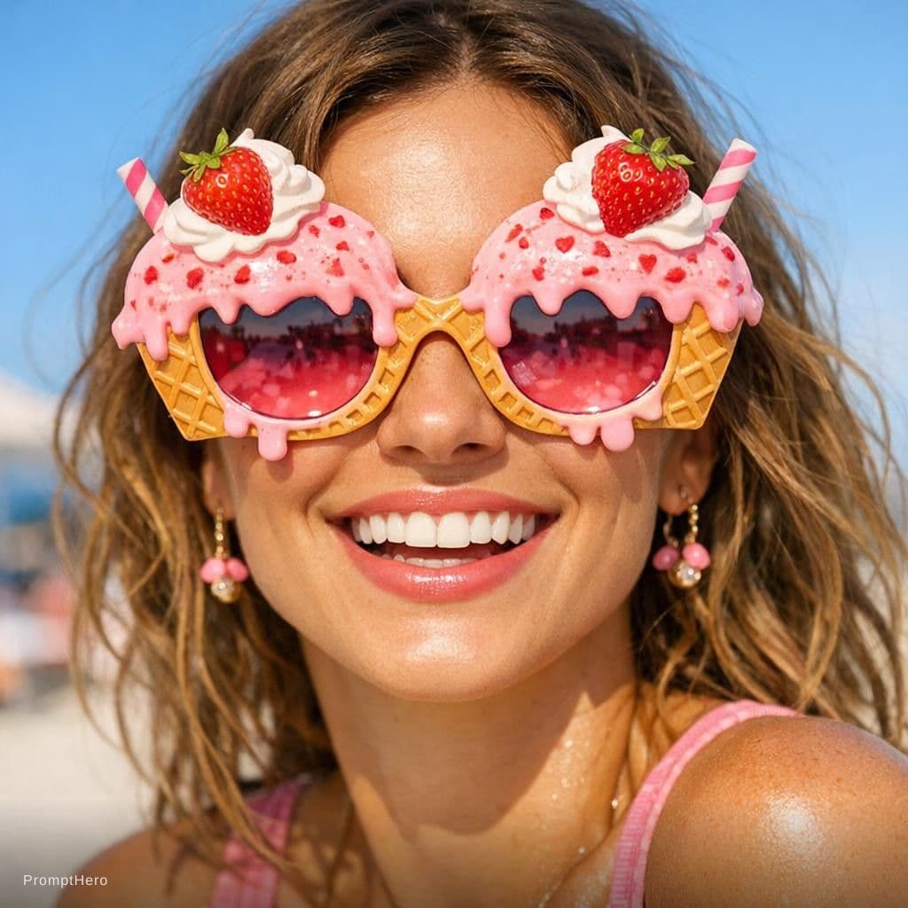 AI generated: LAS GAFAS SON DE GELADO DE FRESA