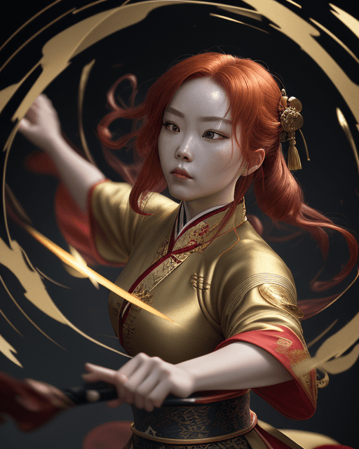 AI generated: looking at viewer, woman, cinematic photo Hanfu photography, cinematic angle, fisheye, dynamic persp...