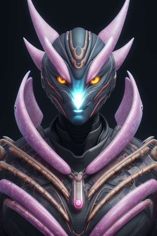 AI generated: Futuristic creature out of other dimention, galaxy background unreal, different dimension, alien, ai...