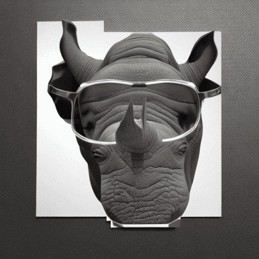 AI generated: Rhino face with doctor glasses
