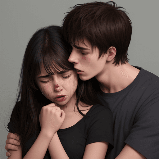 AI generated: A girl with her boyfriend and crying