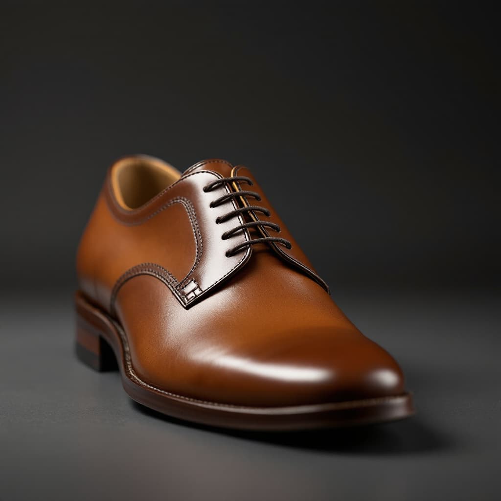 AI generated: ultra-realistic photo concept leather shoe, in the proffessional style photography, shot on a Sony A...