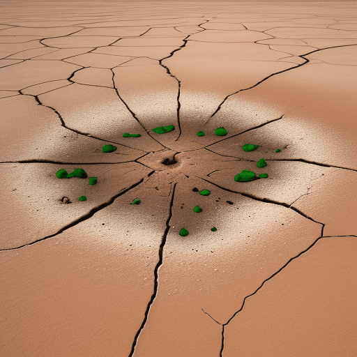 AI generated: High resolution photography cracked and contaminated soil in desert area