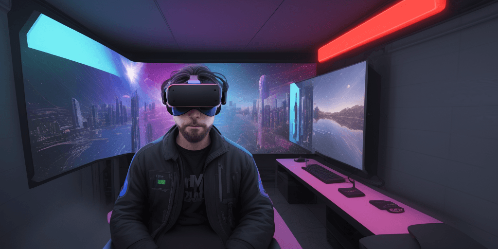 AI generated: A man whose life is a simulation and lives in a simulation, and he doesn't realize it , colorful , 8...