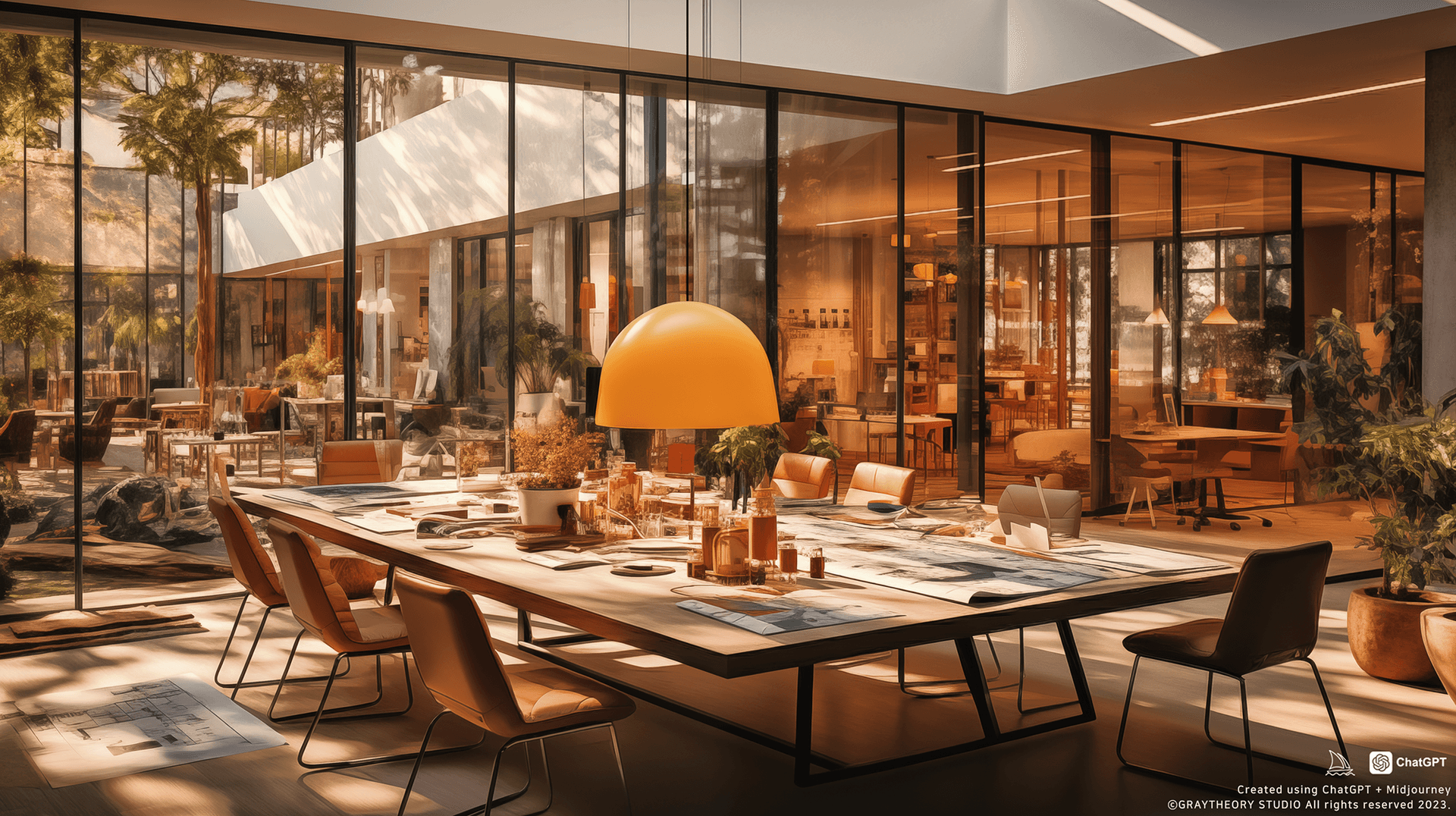 AI generated: photorealistic, office, midcentury, 4k