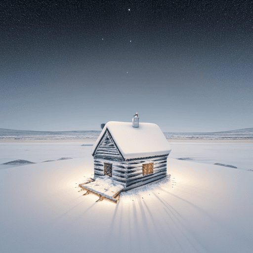 AI generated: In a vast snowy tundra, the landscape stretches as far as the eye can see, blanketed in a layer of s...