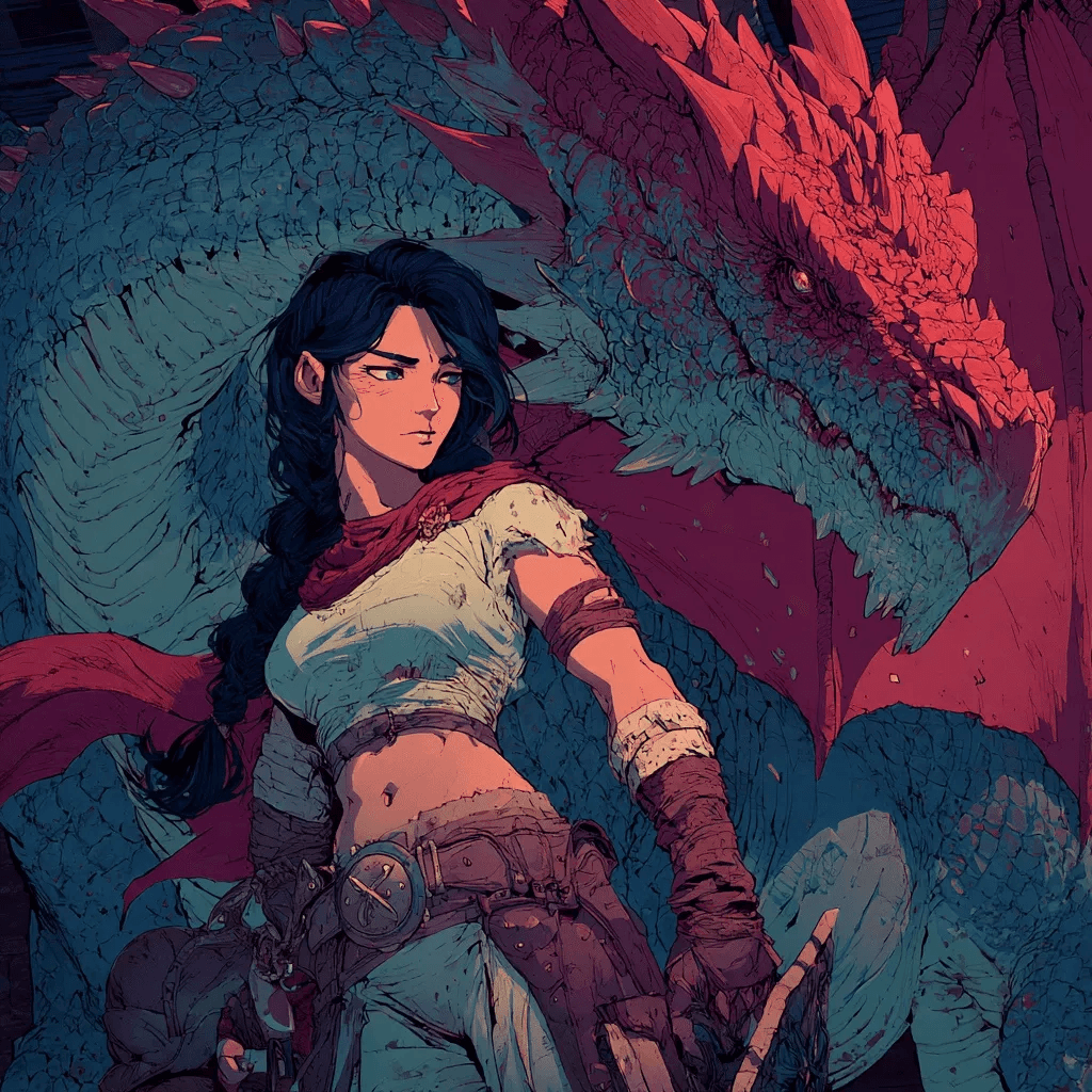 AI generated: Brave and kind-hearted, full body short of young beautiful black hair barbarian woman with her huge ...