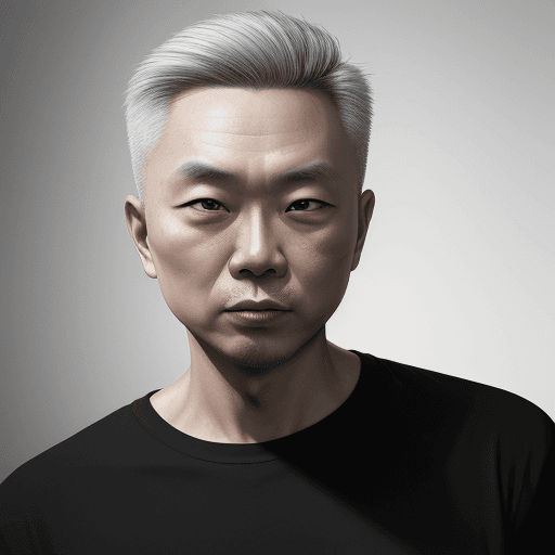 AI generated: man in a black tshirt, in the style of sterling silver highlights, samyang af 14mm f/2.8 rf, realist...
